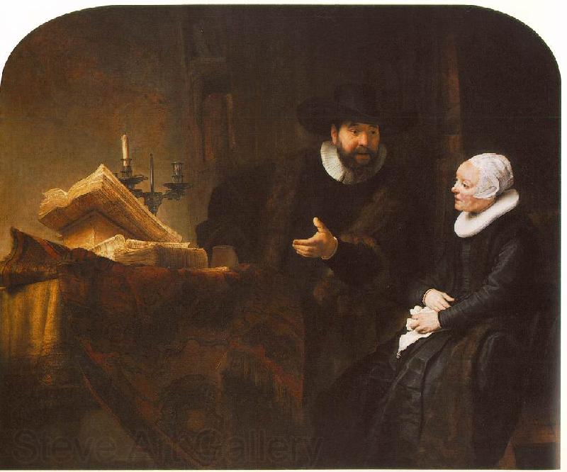 REMBRANDT Harmenszoon van Rijn The Mennonite Minister Cornelis Claesz. Anslo in Conversation with his Wife, Aaltje D Norge oil painting art